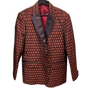 Elegant Red and Black Patterned Blazer